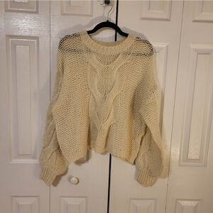 Pink Diamond cream color oversized cropped wool sweater